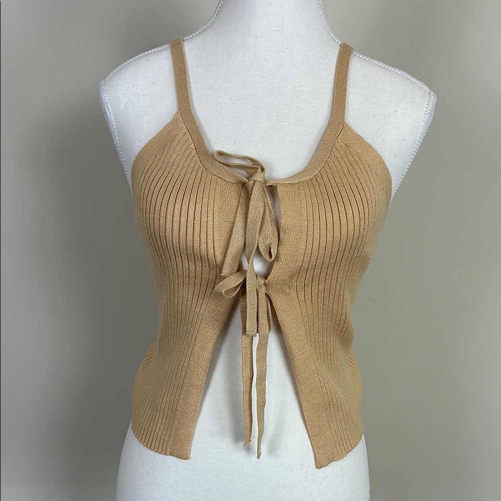 Jolie & Joy Tie Front Ribbed Tank Size Medium